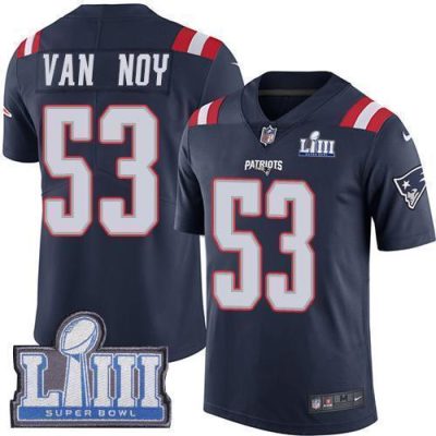 Nike New England Patriots #53 Kyle Van Noy Navy Blue Super Bowl LIII Bound Stitched NFL Limited Rush Jersey