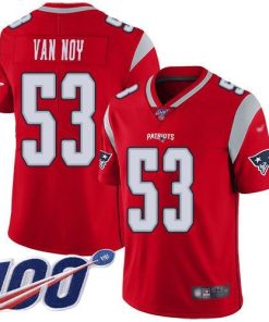 Nike New England Patriots #53 Kyle Van Noy Red Stitched NFL Limited Inverted Legend 100th Season Jersey