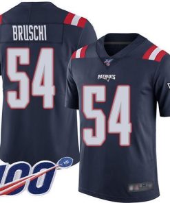 Nike New England Patriots #54 Tedy Bruschi Navy Blue Stitched NFL Limited Rush 100th Season Jersey