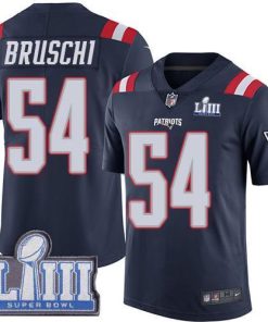 Nike New England Patriots #54 Tedy Bruschi Navy Blue Super Bowl LIII Bound Stitched NFL Limited Rush Jersey
