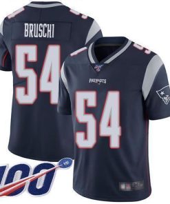 Nike New England Patriots #54 Tedy Bruschi Navy Blue Team Color Stitched NFL 100th Season Vapor Limited Jersey