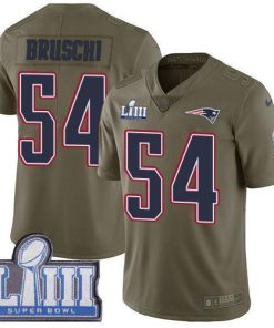 Nike New England Patriots #54 Tedy Bruschi Olive Super Bowl LIII Bound Stitched NFL Limited 2017 Salute To Service Jersey