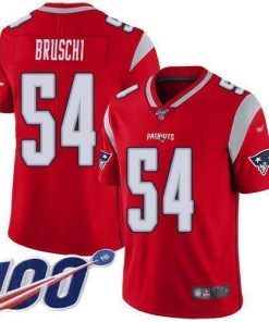 Nike New England Patriots #54 Tedy Bruschi Red Stitched NFL Limited Inverted Legend 100th Season Jersey