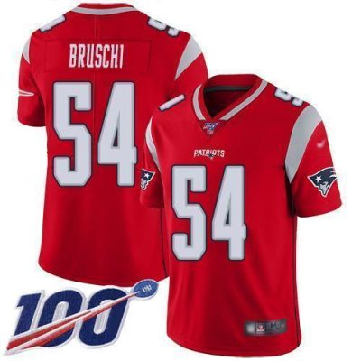 Nike New England Patriots #54 Tedy Bruschi Red Stitched NFL Limited Inverted Legend 100th Season Jersey