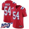 Nike New England Patriots #54 Tedy Bruschi Red Alternate Stitched NFL 100th Season Vapor Limited Jersey