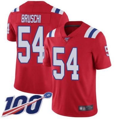 Nike New England Patriots #54 Tedy Bruschi Red Alternate Stitched NFL 100th Season Vapor Limited Jersey