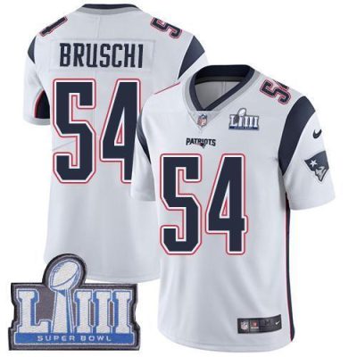 Nike New England Patriots #54 Tedy Bruschi White Super Bowl LIII Bound Stitched NFL Vapor Untouchable Limited Jersey