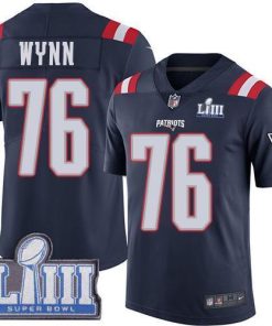 Nike New England Patriots #76 Isaiah Wynn Navy Blue Super Bowl LIII Bound Stitched NFL Limited Rush Jersey