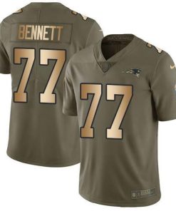 Nike New England Patriots #77 Michael Bennett Olive/Gold Stitched NFL Limited 2017 Salute To Service Jersey