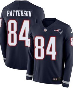 Nike New England Patriots #84 Cordarrelle Patterson Navy Blue Team Color Stitched NFL Limited Therma Long Sleeve Jersey