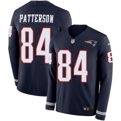 Nike New England Patriots #84 Cordarrelle Patterson Navy Blue Team Color Stitched NFL Limited Therma Long Sleeve Jersey