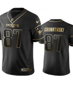 Nike New England Patriots #87 Rob Gronkowski Black Golden Limited Edition Stitched NFL Jersey