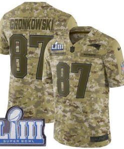 Nike New England Patriots #87 Rob Gronkowski Camo Super Bowl LIII Bound Stitched NFL Limited 2018 Salute To Service Jersey