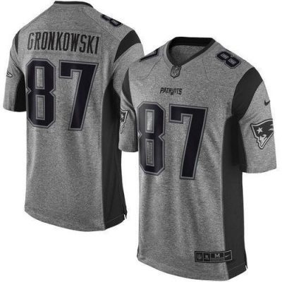 Nike New England Patriots #87 Rob Gronkowski Gray Stitched NFL Limited Gridiron Gray Jersey
