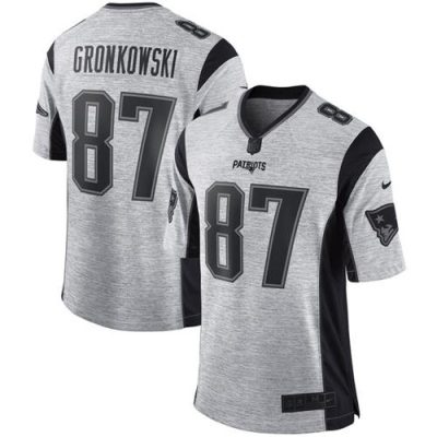 Nike New England Patriots #87 Rob Gronkowski Gray Stitched NFL Limited Gridiron Gray II Jersey