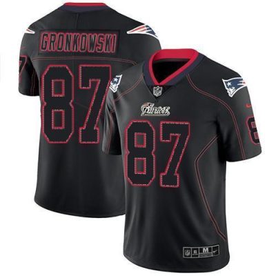 Nike New England Patriots #87 Rob Gronkowski Lights Out Black Stitched NFL Limited Rush Jersey