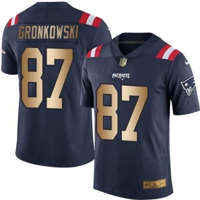 Nike New England Patriots #87 Rob Gronkowski Navy Blue Stitched NFL Limited Gold Rush Jersey