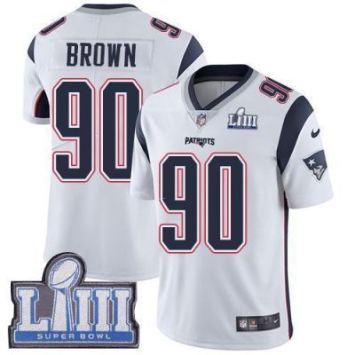 Nike New England Patriots #90 Malcom Brown White Super Bowl LIII Bound Stitched NFL Vapor Untouchable Limited Jersey
