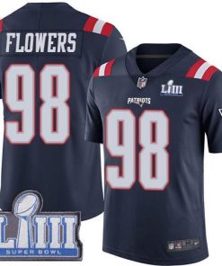 Nike New England Patriots #98 Trey Flowers Navy Blue Super Bowl LIII Bound Stitched NFL Limited Rush Jersey