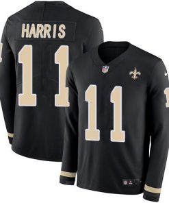 Nike New Orleans Saints #11 Deonte Harris Black Team Color Stitched NFL Limited Therma Long Sleeve Jersey