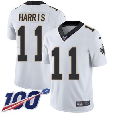 Nike New Orleans Saints #11 Deonte Harris White Stitched NFL 100th Season Vapor Untouchable Limited Jersey