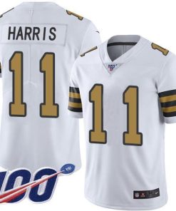 Nike New Orleans Saints #11 Deonte Harris White Stitched NFL Limited Rush 100th Season Jersey