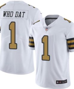 Nike New Orleans Saints #1 Who Dat White Stitched NFL Limited Rush Jersey