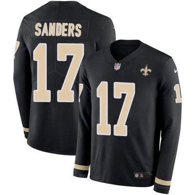 Nike New Orleans Saints #17 Emmanuel Sanders Black Team Color Stitched NFL Limited Therma Long Sleeve Jersey