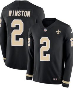 Nike New Orleans Saints #2 Jameis Winston Black Team Color Stitched NFL Limited Therma Long Sleeve Jersey