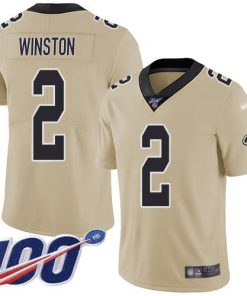 Nike New Orleans Saints #2 Jameis Winston Gold Stitched NFL Limited Inverted Legend 100th Season Jersey