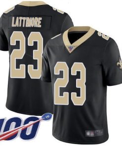 Nike New Orleans Saints #23 Marshon Lattimore Black Team Color Stitched NFL 100th Season Vapor Limited Jersey