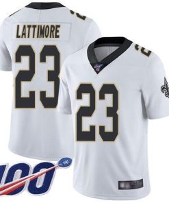 Nike New Orleans Saints #23 Marshon Lattimore White Stitched NFL 100th Season Vapor Limited Jersey