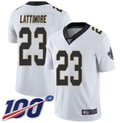 Nike New Orleans Saints #23 Marshon Lattimore White Stitched NFL 100th Season Vapor Limited Jersey