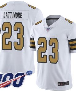 Nike New Orleans Saints #23 Marshon Lattimore White Stitched NFL Limited Rush 100th Season Jersey
