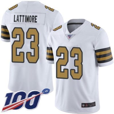 Nike New Orleans Saints #23 Marshon Lattimore White Stitched NFL Limited Rush 100th Season Jersey