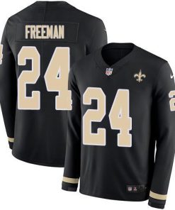 Nike New Orleans Saints #24 Devonta Freeman Black Team Color Stitched NFL Limited Therma Long Sleeve Jersey