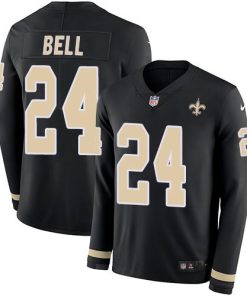 Nike New Orleans Saints #24 Vonn Bell Black Team Color Stitched NFL Limited Therma Long Sleeve Jersey