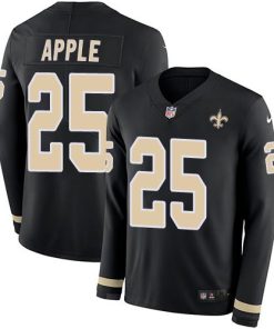 Nike New Orleans Saints #25 Eli Apple Black Team Color Stitched NFL Limited Therma Long Sleeve Jersey