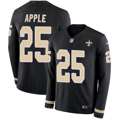 Nike New Orleans Saints #25 Eli Apple Black Team Color Stitched NFL Limited Therma Long Sleeve Jersey