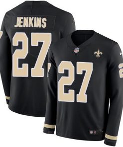 Nike New Orleans Saints #27 Malcolm Jenkins Black Team Color Stitched NFL Limited Therma Long Sleeve Jersey