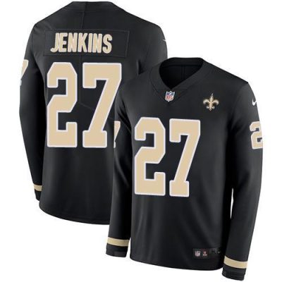 Nike New Orleans Saints #27 Malcolm Jenkins Black Team Color Stitched NFL Limited Therma Long Sleeve Jersey