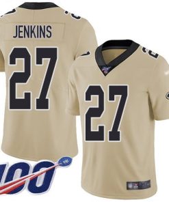 Nike New Orleans Saints #27 Malcolm Jenkins Gold Stitched NFL Limited Inverted Legend 100th Season Jersey