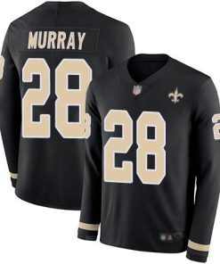 Nike New Orleans Saints #28 Latavius Murray Black Team Color Stitched NFL Limited Therma Long Sleeve Jersey