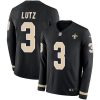 Nike New Orleans Saints #3 Wil Lutz Black Team Color Stitched NFL Limited Therma Long Sleeve Jersey