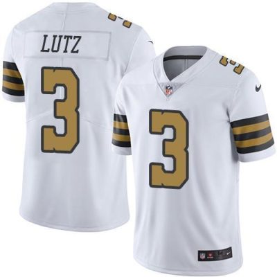 Nike New Orleans Saints #3 Wil Lutz White Stitched NFL Limited Rush Jersey