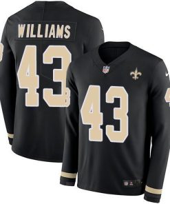Nike New Orleans Saints #43 Marcus Williams Black Team Color Stitched NFL Limited Therma Long Sleeve Jersey