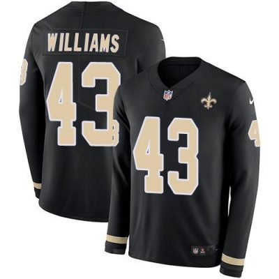 Nike New Orleans Saints #43 Marcus Williams Black Team Color Stitched NFL Limited Therma Long Sleeve Jersey