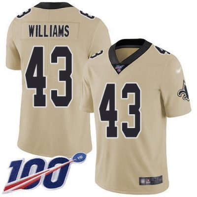 Nike New Orleans Saints #43 Marcus Williams Gold Stitched NFL Limited Inverted Legend 100th Season Jersey