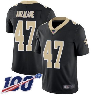 Nike New Orleans Saints #47 Alex Anzalone Black Team Color Stitched NFL 100th Season Vapor Limited Jersey