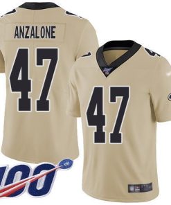 Nike New Orleans Saints #47 Alex Anzalone Gold Stitched NFL Limited Inverted Legend 100th Season Jersey